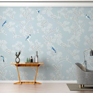 3d rendering wall mockup with wooden table in living room